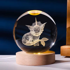Pokéball Pokémon LED Aquali – Socle en bois - vignette 1